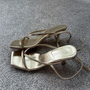 Dream Pairs Metallic Gold Strappy Mid-Heel Sandals